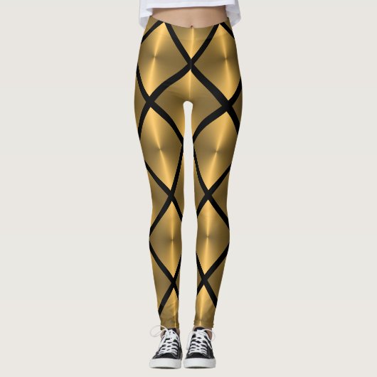 Diamond Tegel Pattern Gold Leggings (Voorkant)