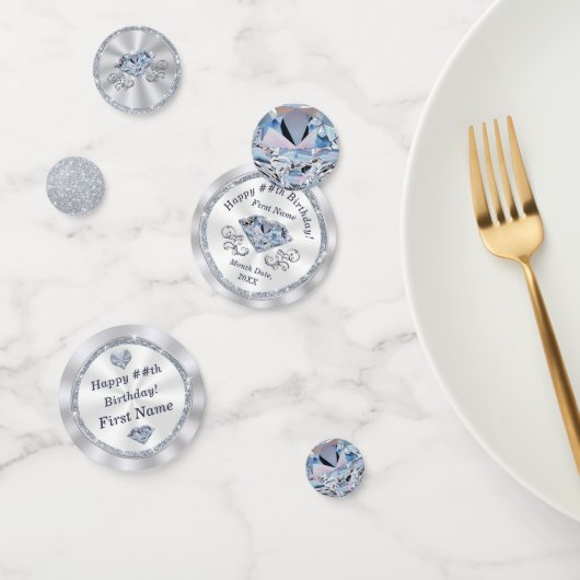 Diamond Thema Gepersonaliseerd, Gelukkige Verjaard Confetti (Groep)