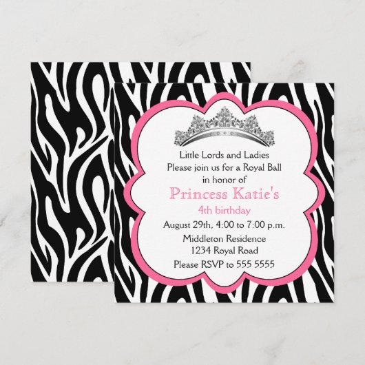 Diamond Tiara Birthday Party Kaart (Voorkant / Achterkant)