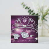 Diamond Tiara Glitzy Sweet Sixteen Kaart (Staand voorkant)