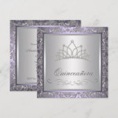 Diamond Tiara Paarse Quinceanera Kaart (Voorkant / Achterkant)