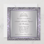 Diamond Tiara Paarse Quinceanera Kaart (Achterkant)