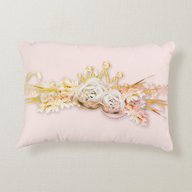 Diamond Tiara roos florellace sparkle omkeerbaar Accent Kussen (Achterkant)