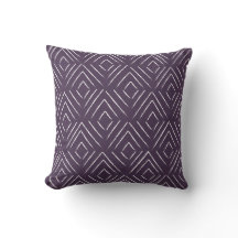 Diamond Tribal Pattern Pillow - Eggplant