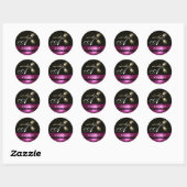 DIAMOND TULIPS BLACK WHITPINK FUCHSIA MONOGRAM RONDE STICKER (Vel)