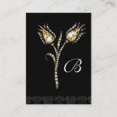 DIAMOND TULIPS DAMASKMONOGRAM, zwart-wit Visitekaartje (Achterkant)