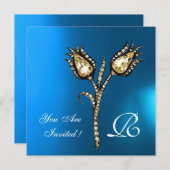 DIAMOND TULIPS MONOGRAM , Blauwe saffier Kaart (Voorkant / Achterkant)