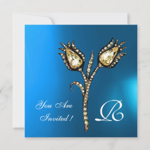 DIAMOND TULIPS MONOGRAM, Blue Sapphire Kaart