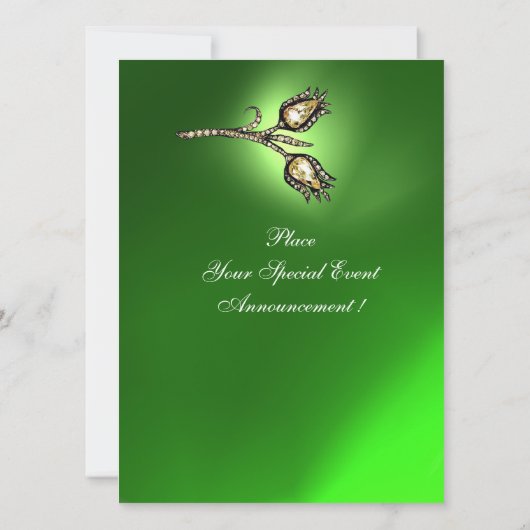 DIAMOND TULIPS MONOGRAM, Green Emerald Kaart (Achterkant)