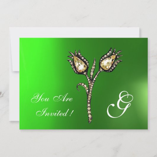 DIAMOND TULIPS MONOGRAM, Green Emerald Kaart (Voorkant)