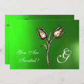 DIAMOND TULIPS MONOGRAM, Green Emerald Kaart (Voorkant / Achterkant)