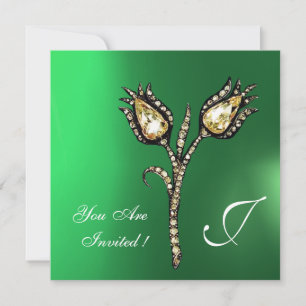 DIAMOND TULIPS MONOGRAM, Green Jade Kaart