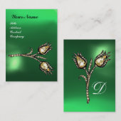 DIAMOND TULIPS MONOGRAM, Green Jade Visitekaartje (Voorkant / Achterkant)