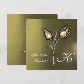 DIAMOND TULIPS MONOGRAM ,Grijze Agaat Kaart (Voorkant / Achterkant)