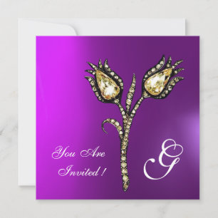 DIAMOND TULIPS MONOGRAM, Paars Violet Kaart