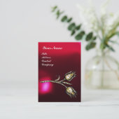 DIAMOND TULIPS MONOGRAM, Red Burgundy Ruby Pearl Visitekaartje (Staand voorkant)