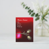 DIAMOND TULIPS MONOGRAM, Red Burgundy Ruby Pearl Visitekaartje (Staand voorkant)