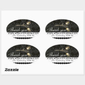DIAMOND TULIPS ZWART WIT DAMASK, Hartelijk dank Ovale Sticker (Vel)