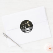 DIAMOND TULIPS ZWARTE WITTE GRAY MONOGRAM RONDE STICKER (Envelop)