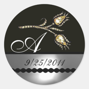 DIAMOND TULIPS ZWARTE WITTE GRAY MONOGRAM RONDE STICKER