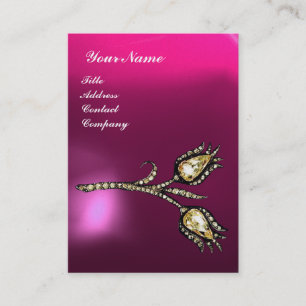 DIAMOND TULPEN MONOGRAM ,Pink Fuchsia Paarse Parel Visitekaartje