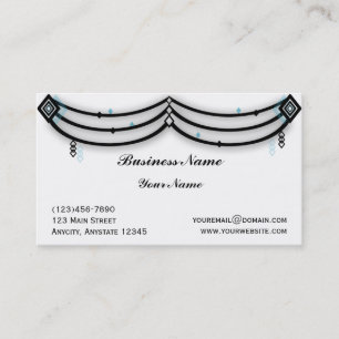Diamond Valance in Black en Aqua Visitekaartje