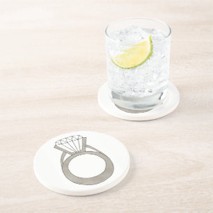 Diamond Verloving Ring Bling Fashionista Bride Zandsteen Onderzetter