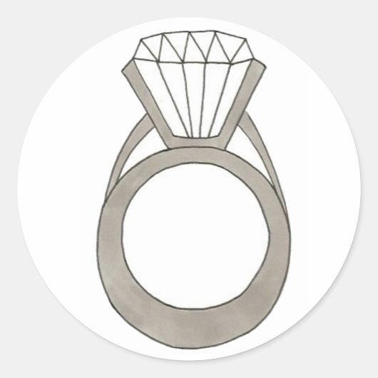 Diamond Verloving Ring Wedding Shower Stickers (Voorkant)