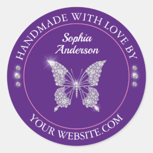 Diamond vlinder, handgemaakt met liefde Royal Paar Ronde Sticker