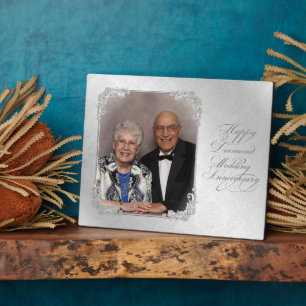 Diamond Wedding Jubileum Foto Plaque Fotoplaat