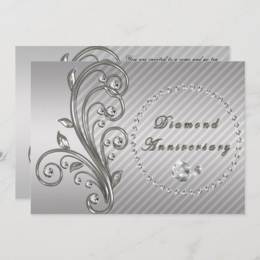 Diamond Wedding Jubileum Uitnodiging (Voorkant / Achterkant)