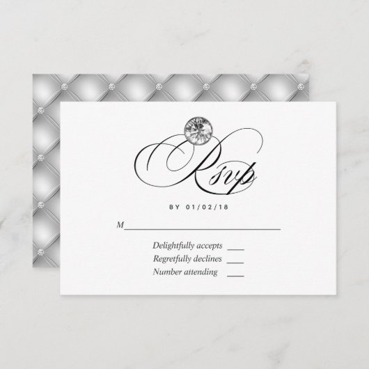 Diamond Wedding RSVP Kaart (Voorkant / Achterkant)