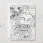 Diamond White Pearl Masquerade Invitation Kaart (Voorkant)