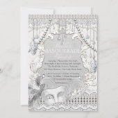 Diamond White Pearl Masquerade Invitation Kaart (Achterkant)