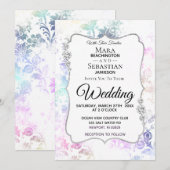 *~* Diamond White Vintage Rustic Damask Wedding Kaart (Voorkant / Achterkant)