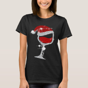 Diamond wijnglazen Santa Hat Kerstmis T-shirt