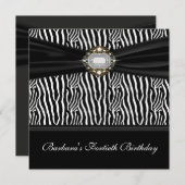 Diamond Womans Zebra 40ste verjaardagsfeest Kaart (Voorkant / Achterkant)