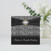 Diamond Womans Zebra 40ste verjaardagsfeest Kaart (Staand voorkant)