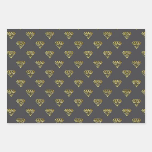 Diamond Wrapping Paper Flat Sheet Set van 3 (Voorkant)