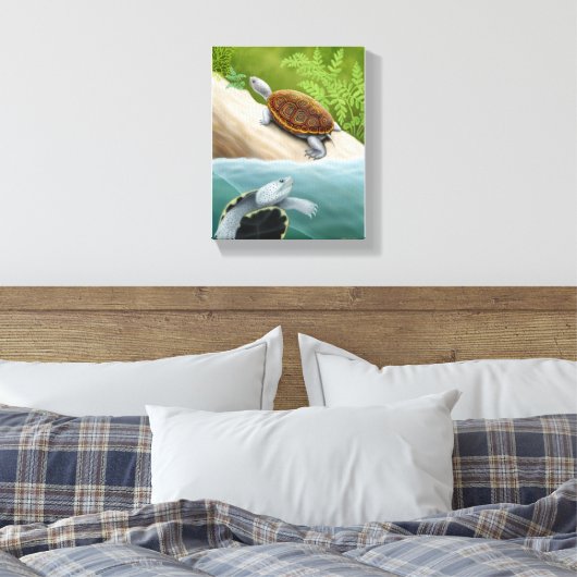 Diamondback Terrapin Schildpadden Verpakt Canvas (Insitu (Slaapkamer))