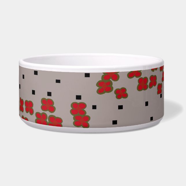 DiamondFlowersSquaresRectangles Voerbakje (Voorkant)