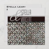 Diamondplate Industrial Wedding Invitation Kaart (Voorkant / Achterkant)