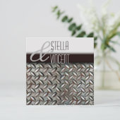 Diamondplate Industrial Wedding Invitation Kaart (Staand voorkant)