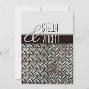 Diamondplate Industrial Wedding Invitation Kaart