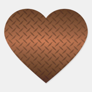 Diamondplate: zwarte patroon naar koper vervagen hart sticker