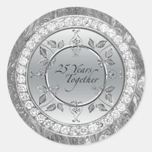 Diamonds 25th Silver Wedding Jubileum 25 jaar Ronde Sticker