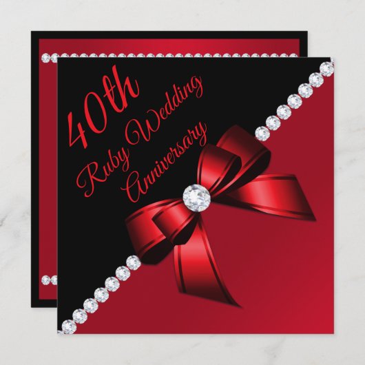 Diamonds 4oth Ruby Wedding Jubileum Kaart (Voorkant / Achterkant)