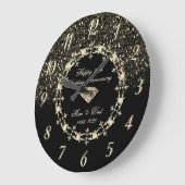 Diamonds Black Glitter 25th Wedding Jubileum Grote Klok (Hoek)