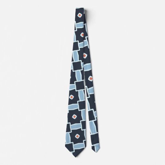 Diamonds Blue Sinaasappel Minimal Pattern Stropdas (Voorkant)