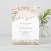 Diamonds Blush Flowers Bridal Shower  Kaart (Staand voorkant)